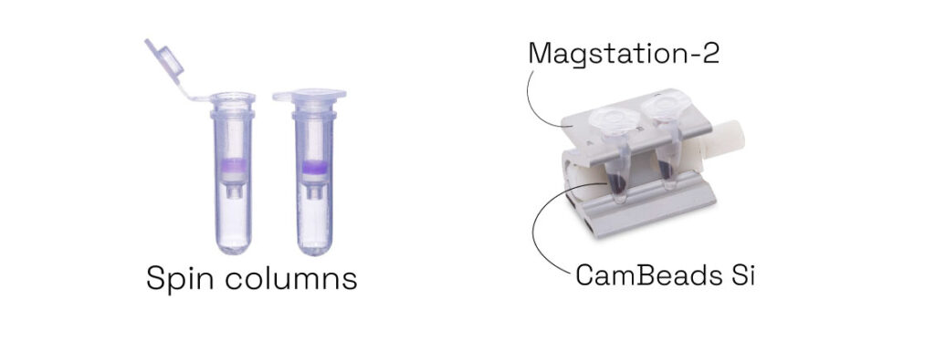 spin columns vs magnetic beads